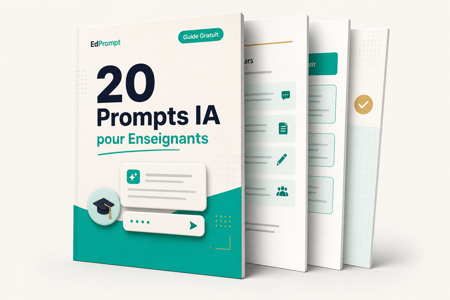 Mockup du guide gratuit EdPrompt 20 prompts IA pour enseignants